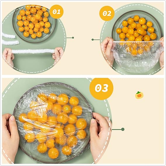 Reusable Food Preserving Fresh Keeping Elastic Covers (100 Pcs bag)