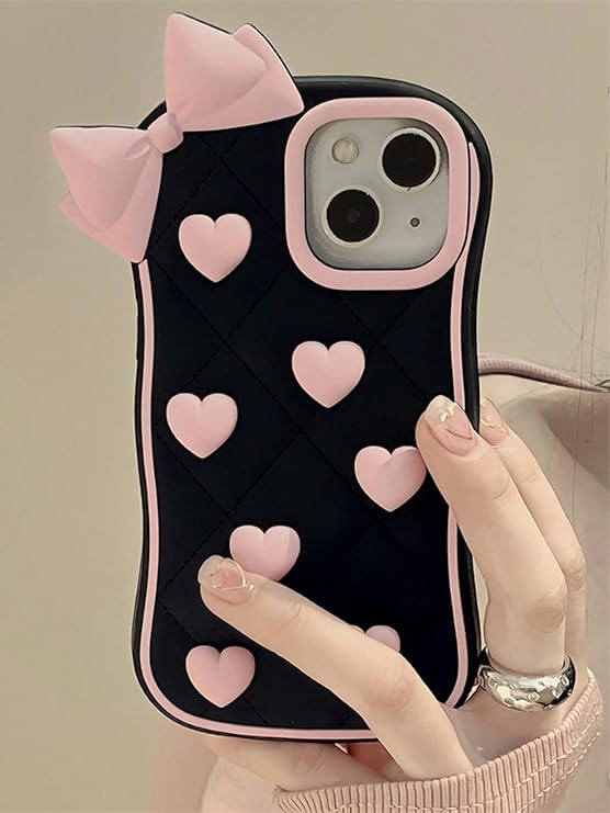 Iphone Pink Heart Bow Silicone Mobile Cases