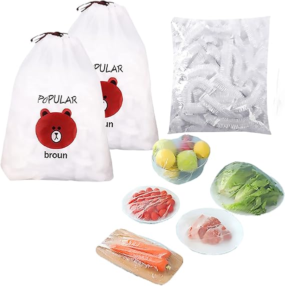 Reusable Food Preserving Fresh Keeping Elastic Covers (100 Pcs bag)