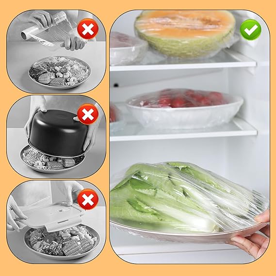 Reusable Food Preserving Fresh Keeping Elastic Covers (100 Pcs bag)