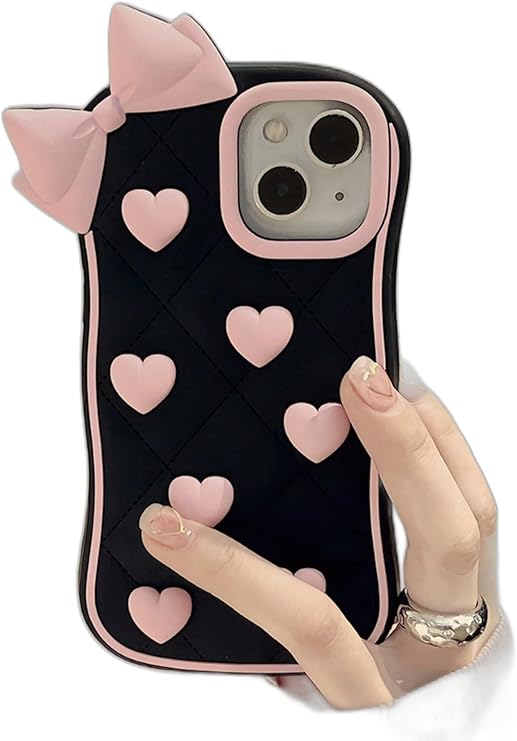 Iphone Pink Heart Bow Silicone Mobile Cases