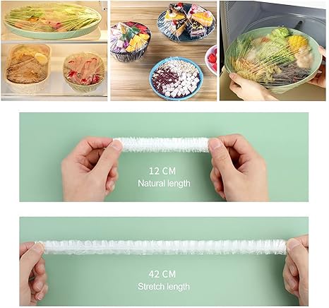 Reusable Food Preserving Fresh Keeping Elastic Covers (100 Pcs bag)