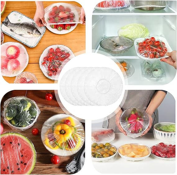 Reusable Food Preserving Fresh Keeping Elastic Covers (100 Pcs bag)