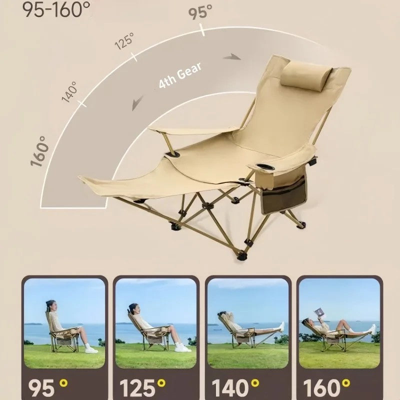 Portable Folding Outdoor Camping Beach Chair with Adjustable Angle for Easy Transport