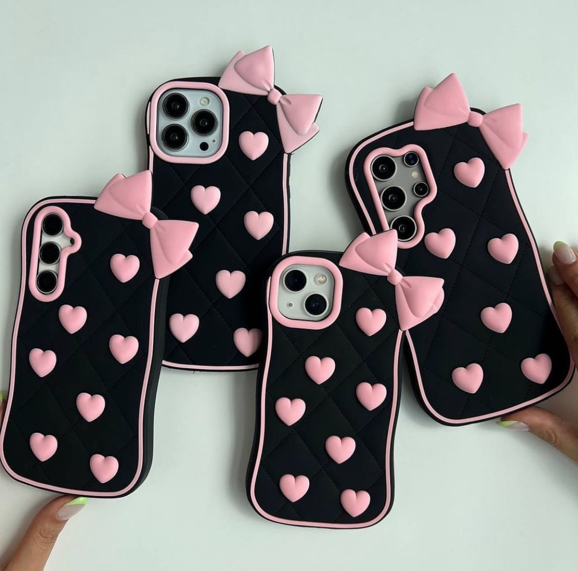 Iphone Pink Heart Bow Silicone Mobile Cases