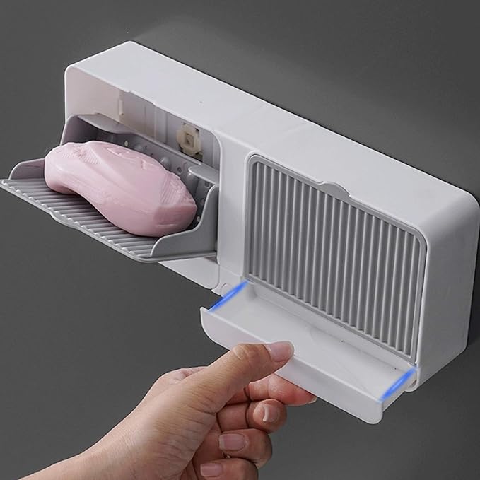 Wall Mounted Soap Dish Tray Holder with Lid Cover
