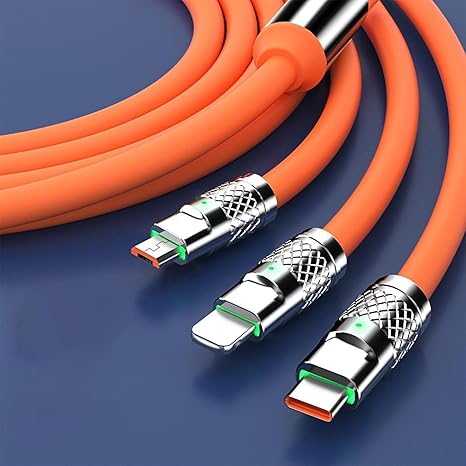 120W 6A 3in1 Type C Fast Charging Usb Cable