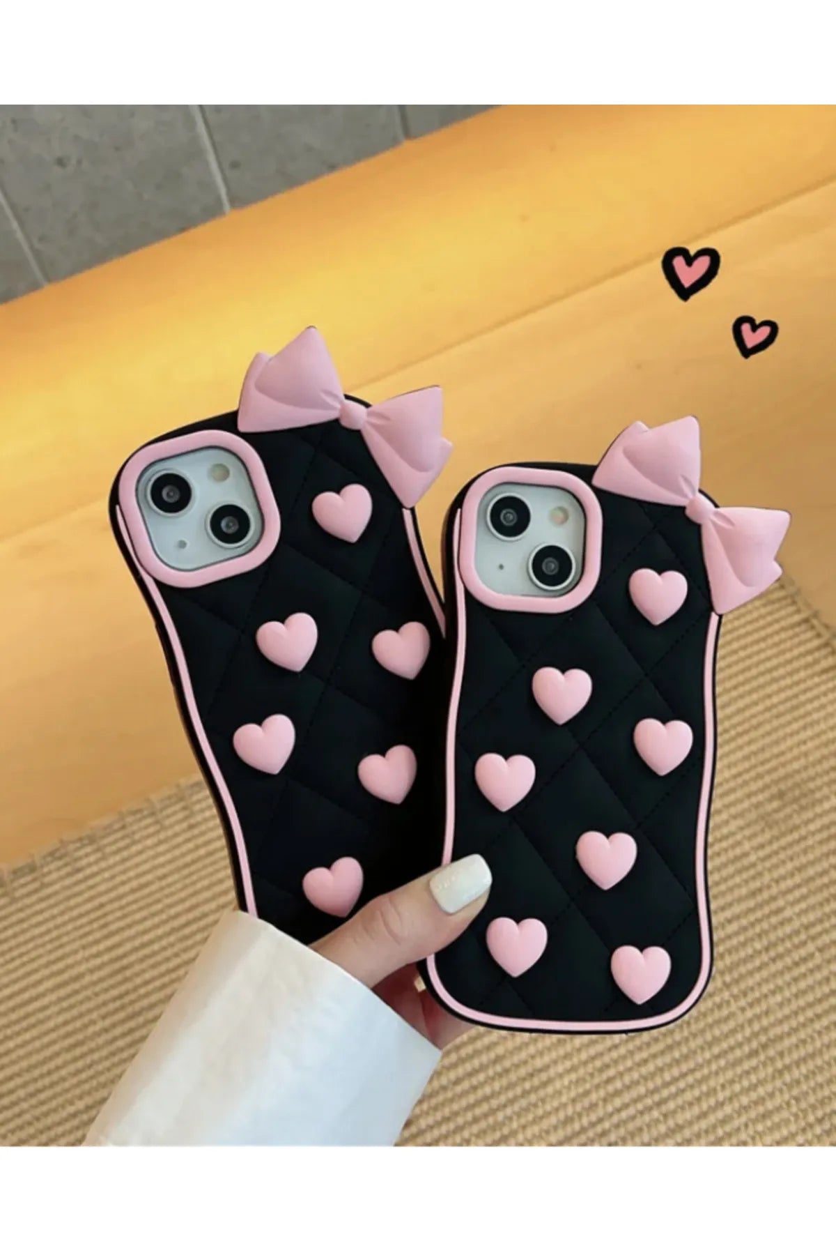 Iphone Pink Heart Bow Silicone Mobile Cases