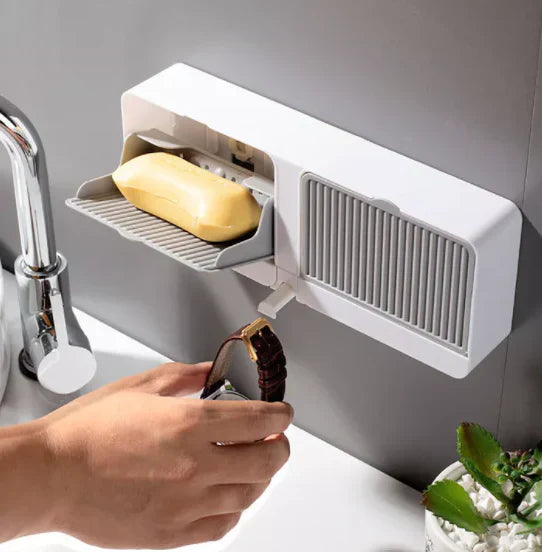Wall Mounted Soap Dish Tray Holder with Lid Cover