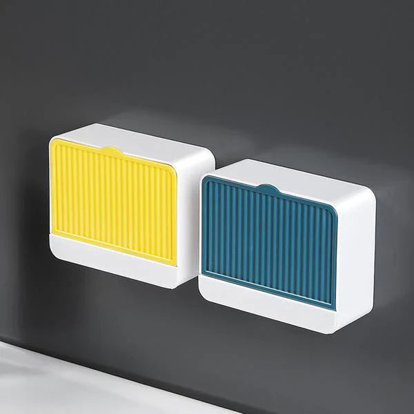 Wall Mounted Soap Dish Tray Holder with Lid Cover