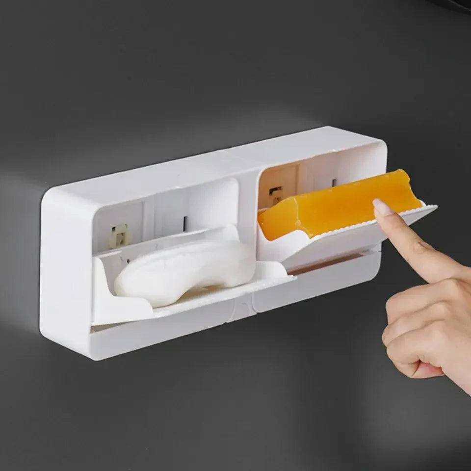 Wall Mounted Soap Dish Tray Holder with Lid Cover