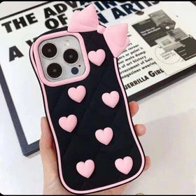 Iphone Pink Heart Bow Silicone Mobile Cases