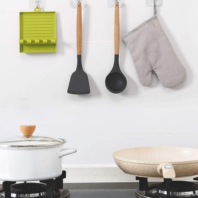 Non-Slip Spoon and Lid Rest Kitchen Utensils Organizer