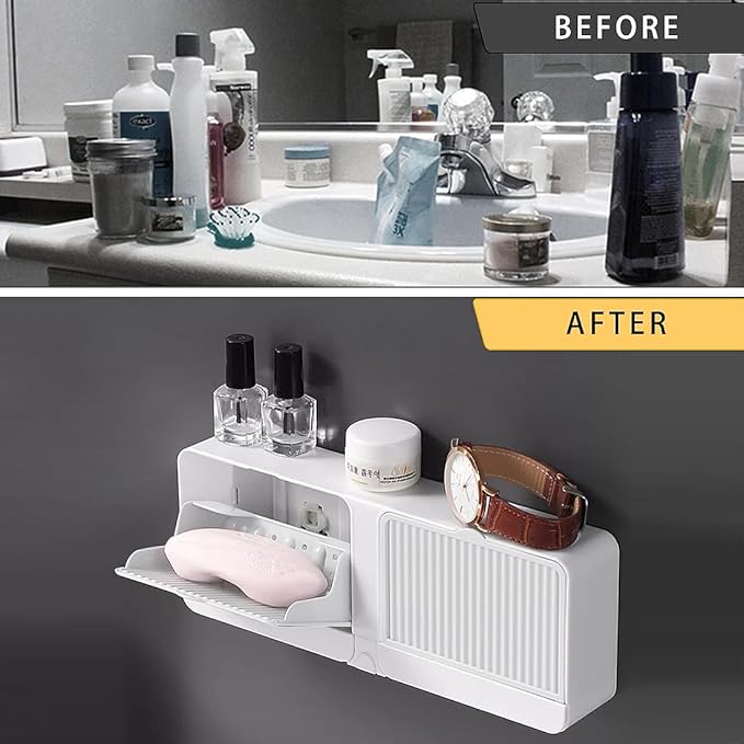 Wall Mounted Soap Dish Tray Holder with Lid Cover