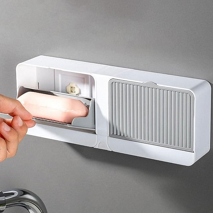 Wall Mounted Soap Dish Tray Holder with Lid Cover