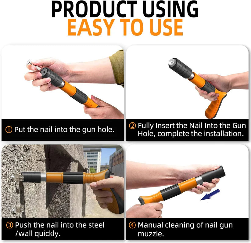 Heavy-Duty Concrete Nail Gun Kit with 10 Free Nails
