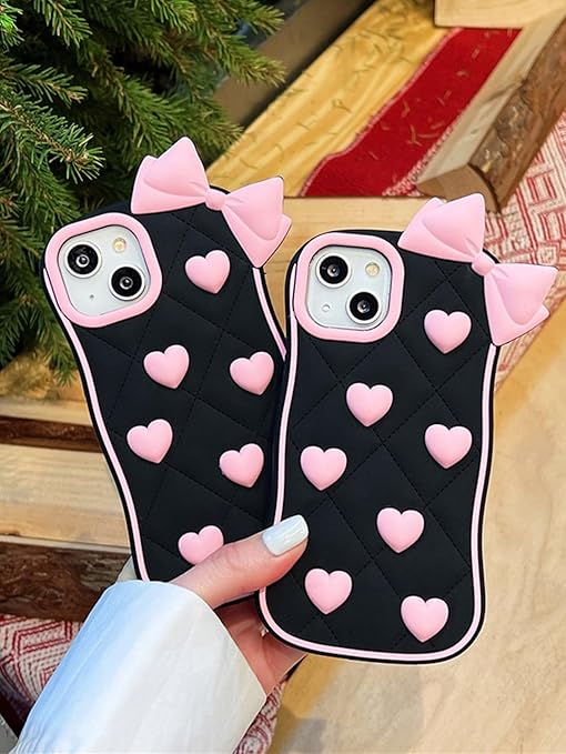 Iphone Pink Heart Bow Silicone Mobile Cases