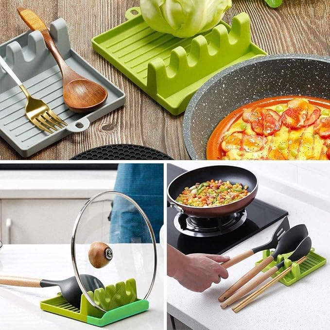 Non-Slip Spoon and Lid Rest Kitchen Utensils Organizer