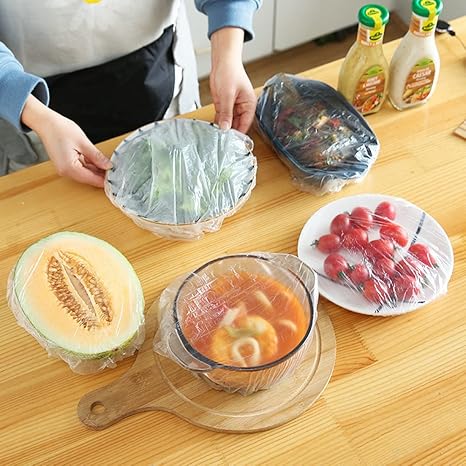 Reusable Food Preserving Fresh Keeping Elastic Covers (100 Pcs bag)