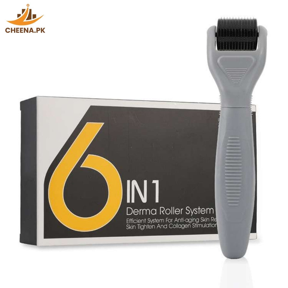 6-in-1 Titanium Microneedle Derma Roller Kit: Face, Beard, Hair Growth, Skin Rejuvenation