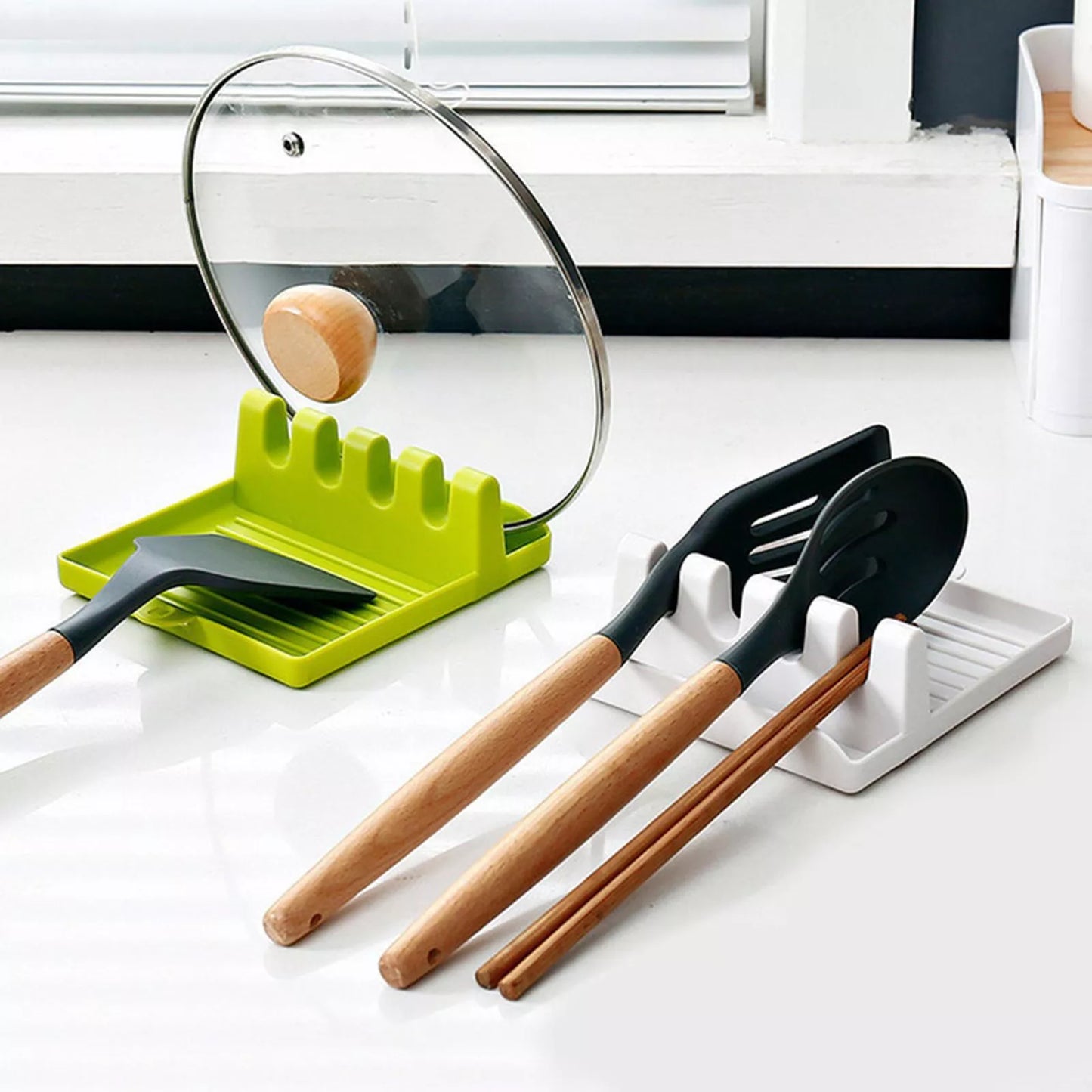 Non-Slip Spoon and Lid Rest Kitchen Utensils Organizer