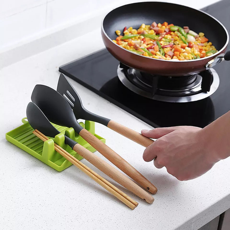 Non-Slip Spoon and Lid Rest Kitchen Utensils Organizer