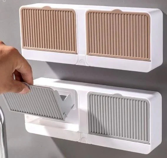 Wall Mounted Soap Dish Tray Holder with Lid Cover